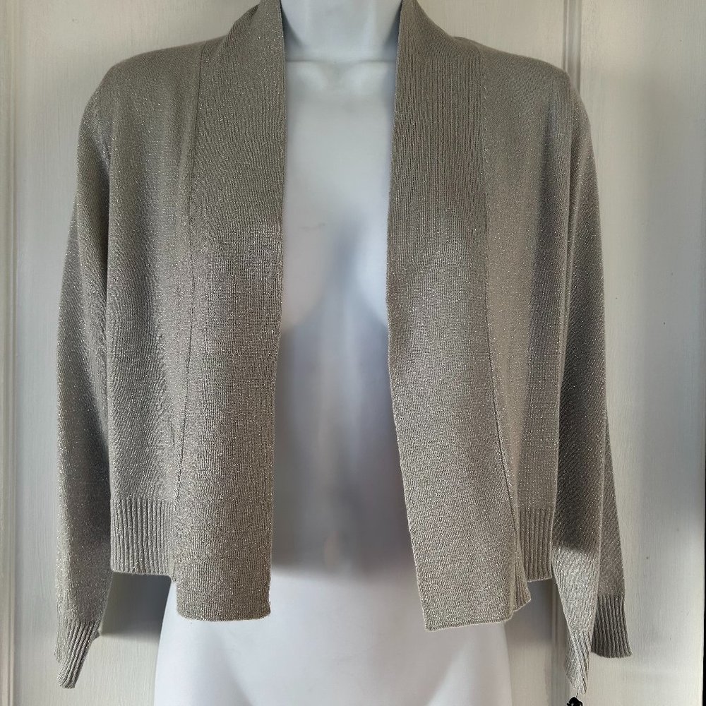 Women's Calvin Klein silver metallic cropped sweater, size S, NWT